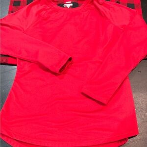 ClimateRight by Cuddl Duds Red Plaid Shirt and Black & Red Pajamas- size-medium